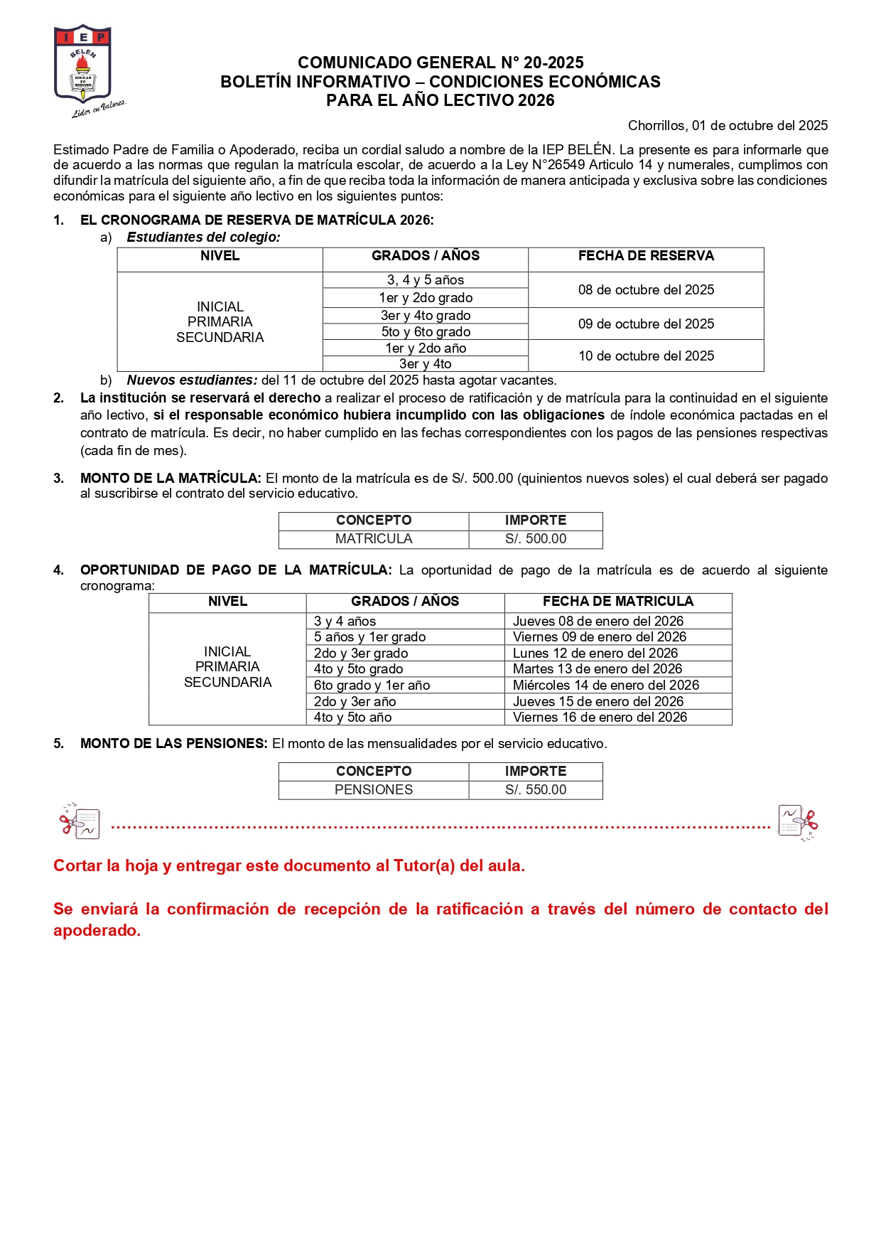COMUNICADO GENERAL N°20-2025