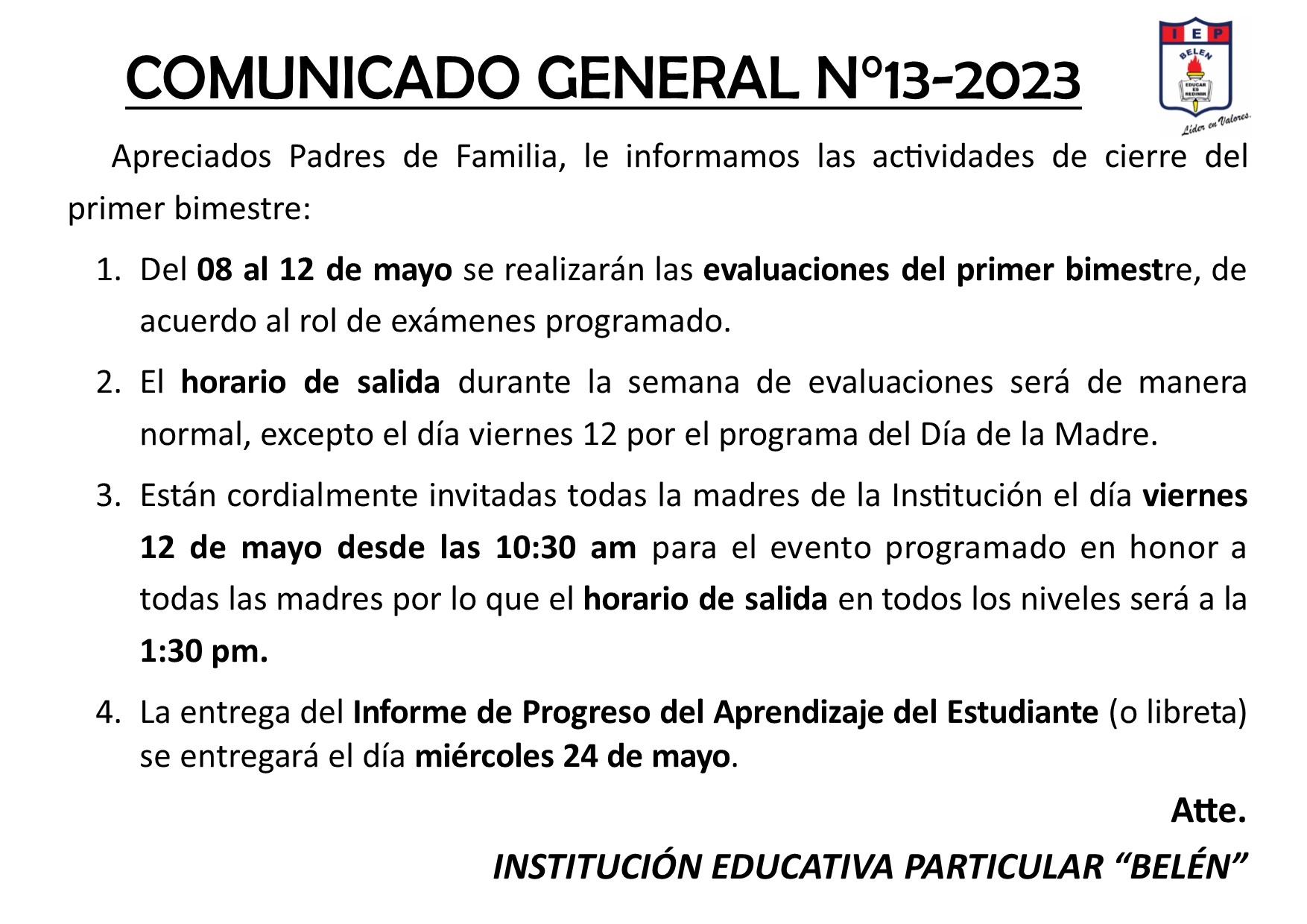 Comunicado General N° 13-2023