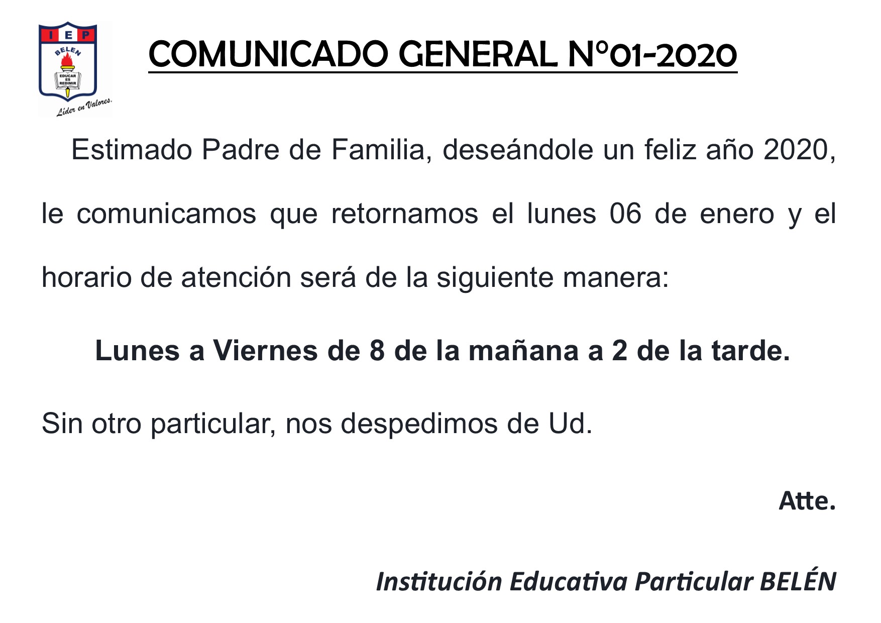 Comunicado General 01-2020