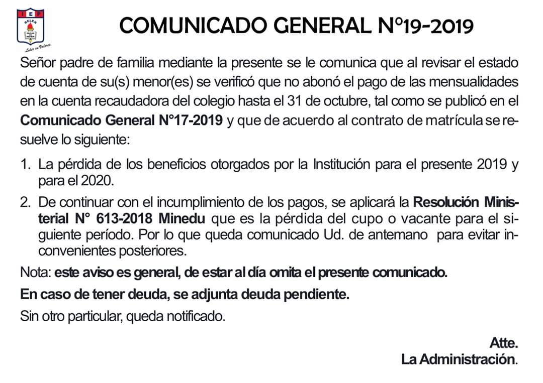 Comunicado General 19-2019