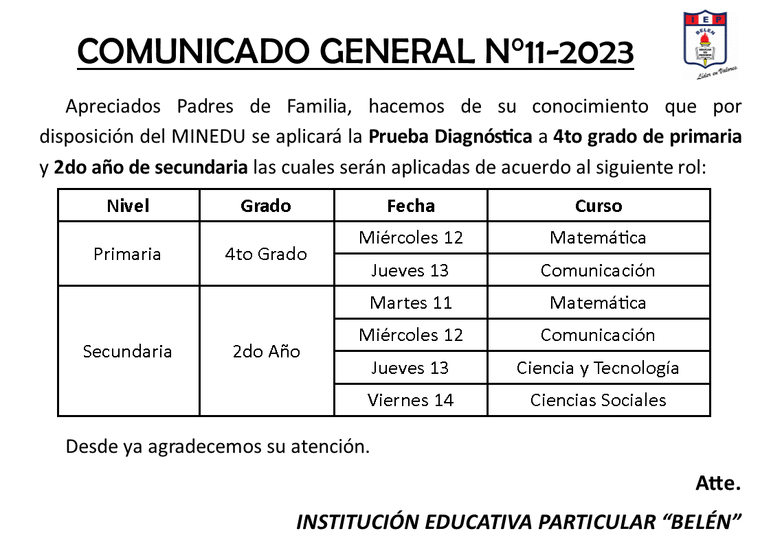 Comunicado General N° 11-2023