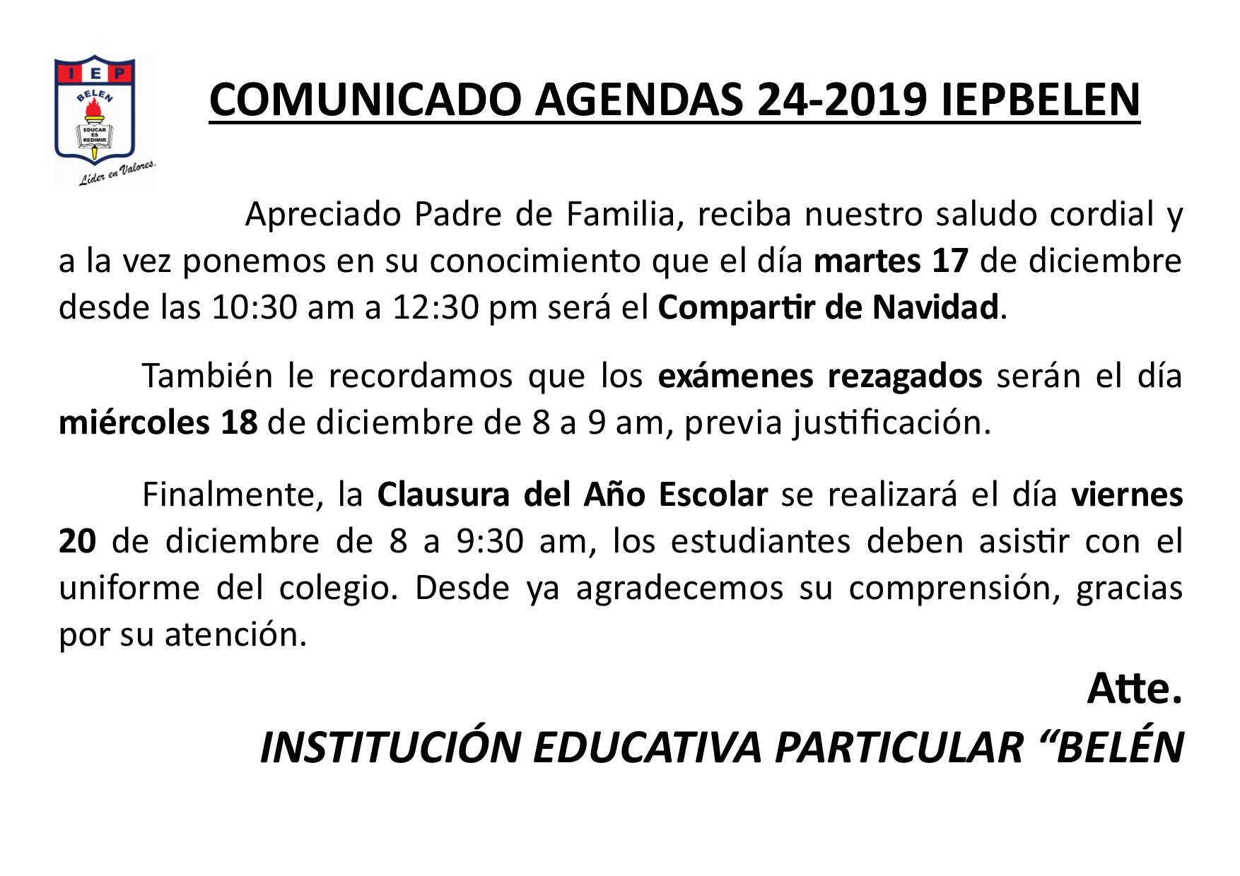 Comunicado Agendas N° 24-2019