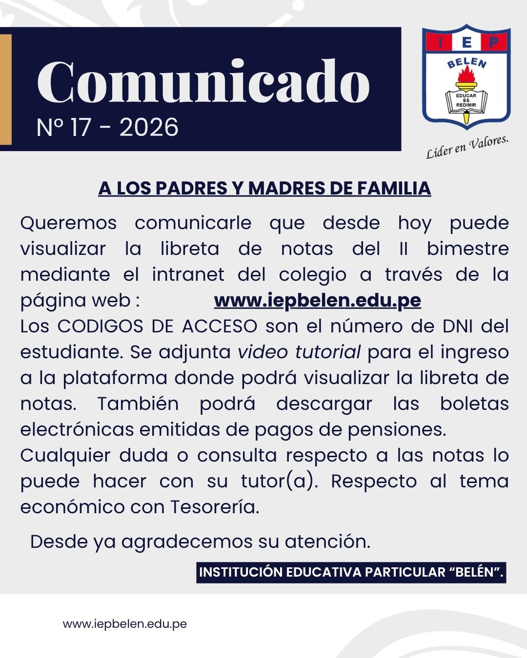 COMUNICADO GENERAL N°17-2026