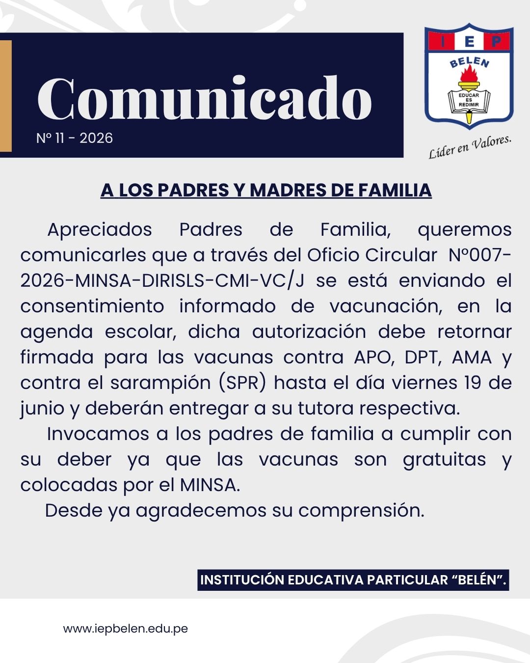 COMUNICADO GENERAL N°11-2026