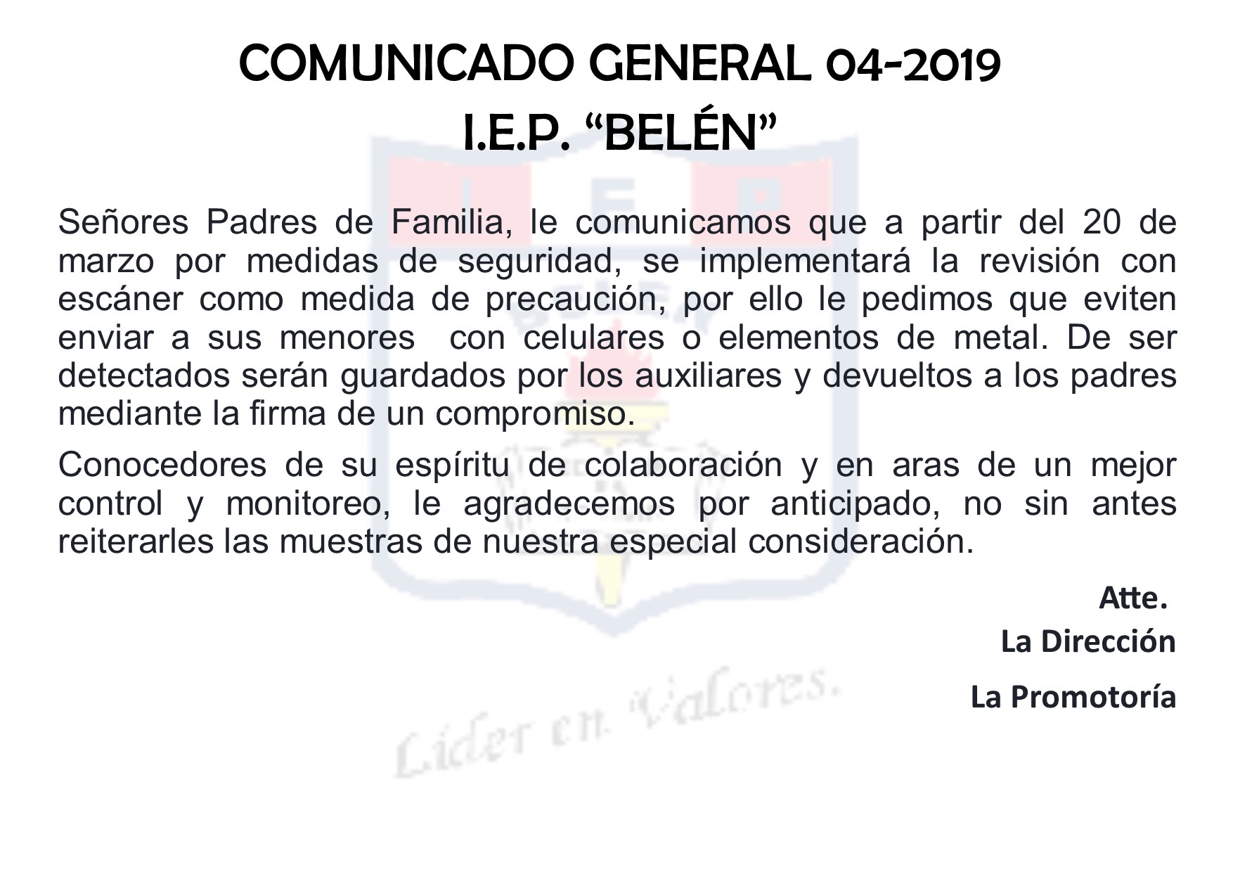 Comunicado General 04-2019
