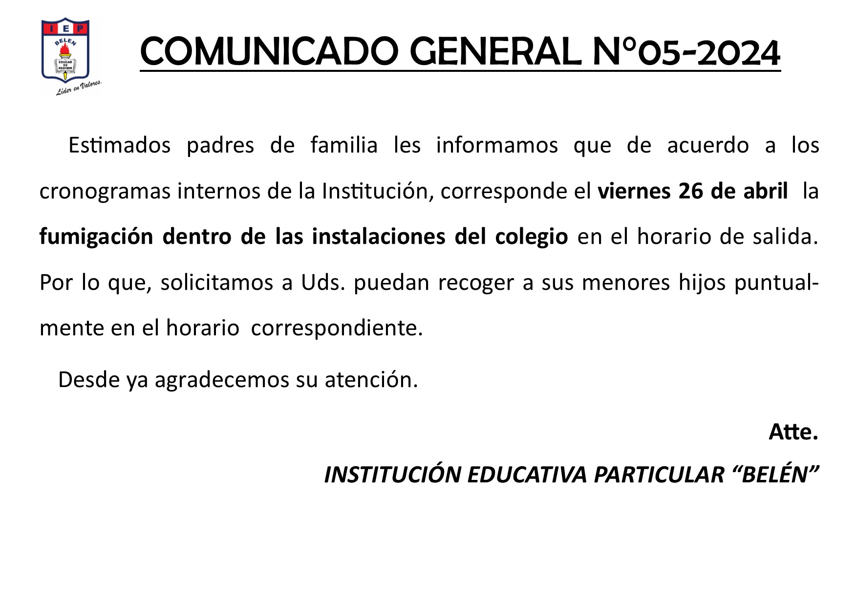 Comunicado General N° 05-2024