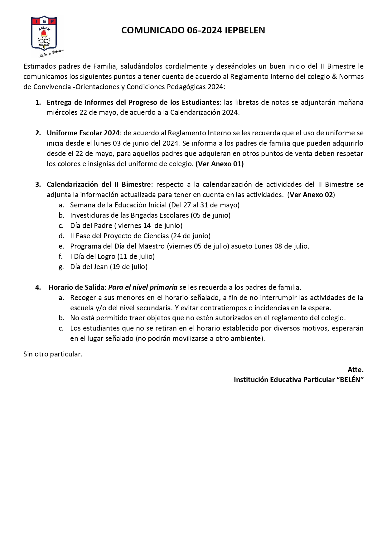 Comunicado General N° 06-2024