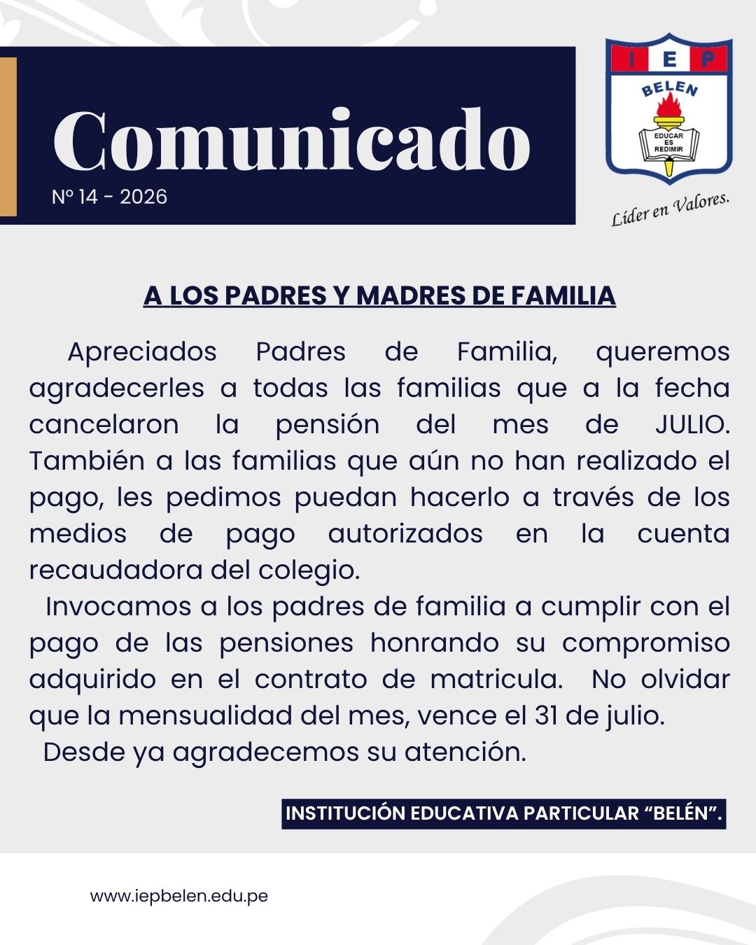 COMUNICADO GENERAL N°14-2026