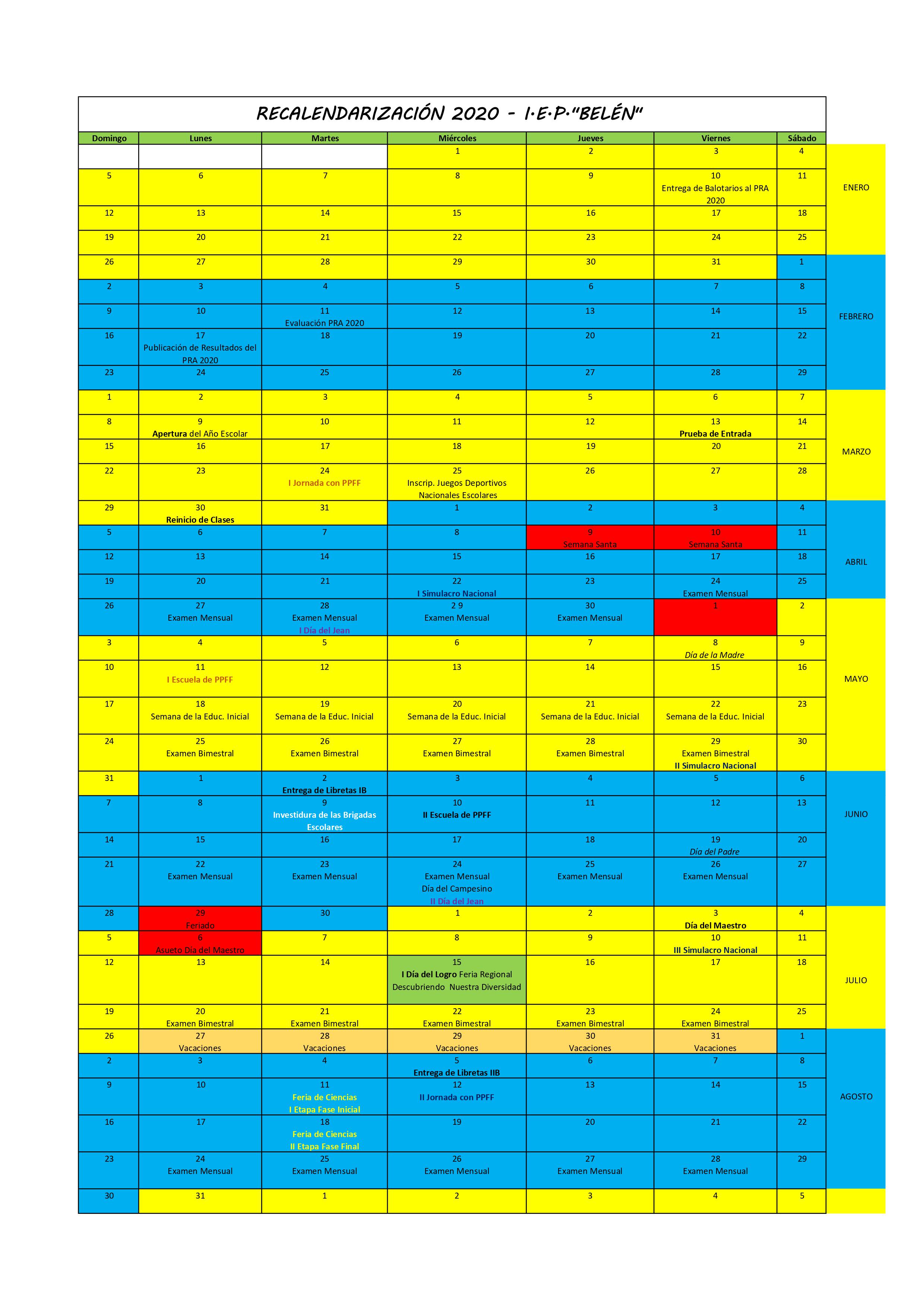 Comunicado General N° 11-2020 - Plan de Recuperación de Clases 2020
