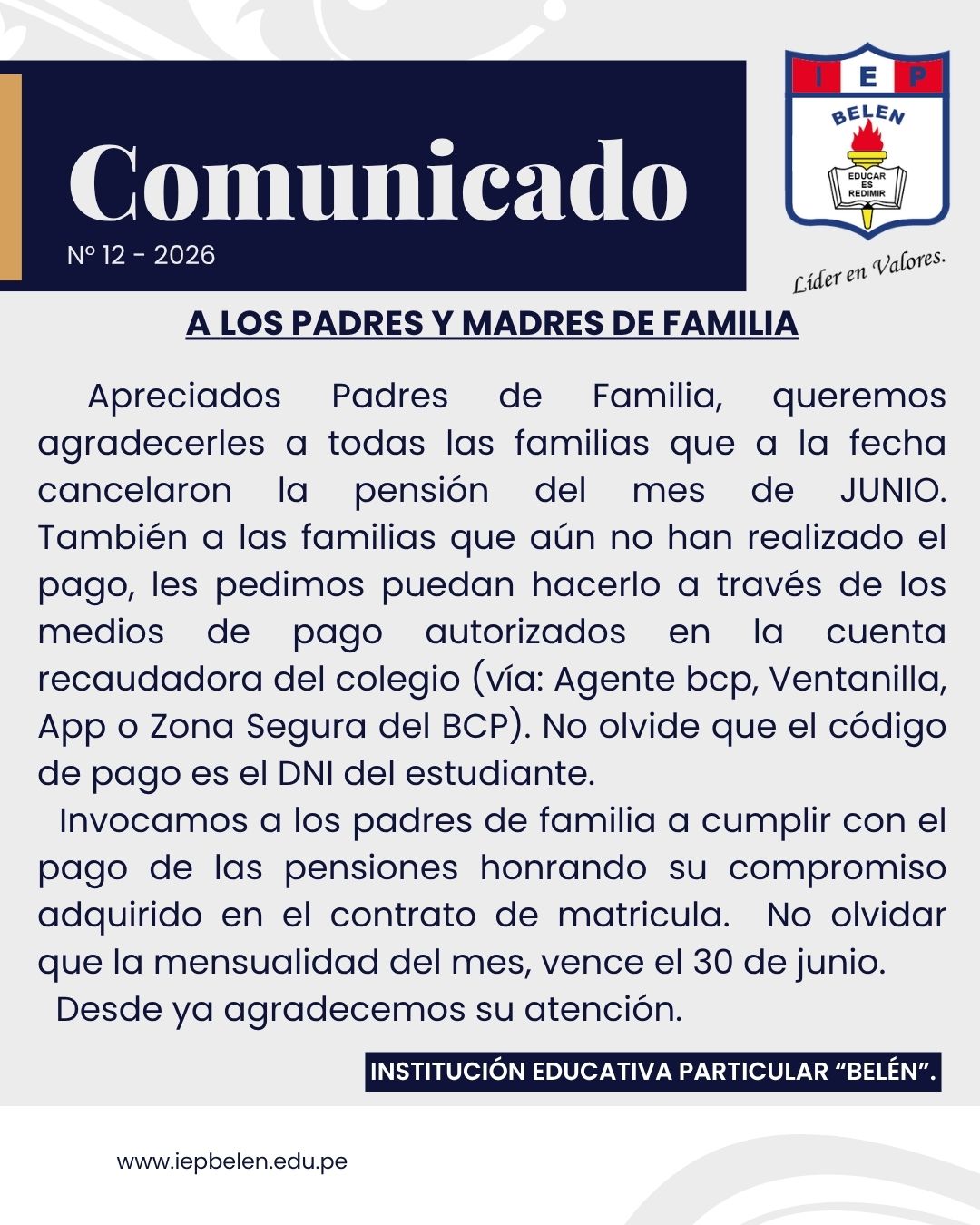 COMUNICADO GENERAL N°12-2026