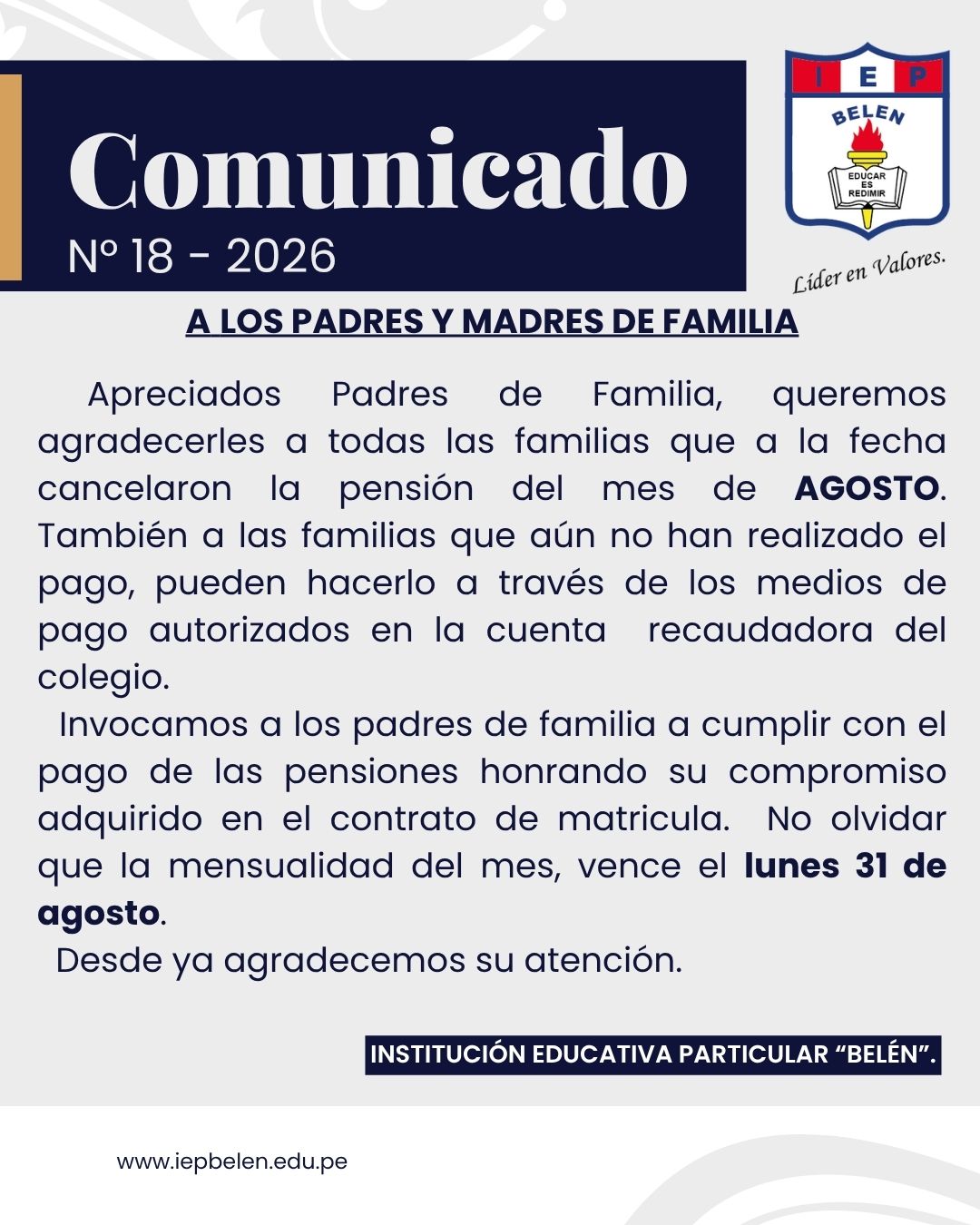 COMUNICADO GENERAL N°18-2026