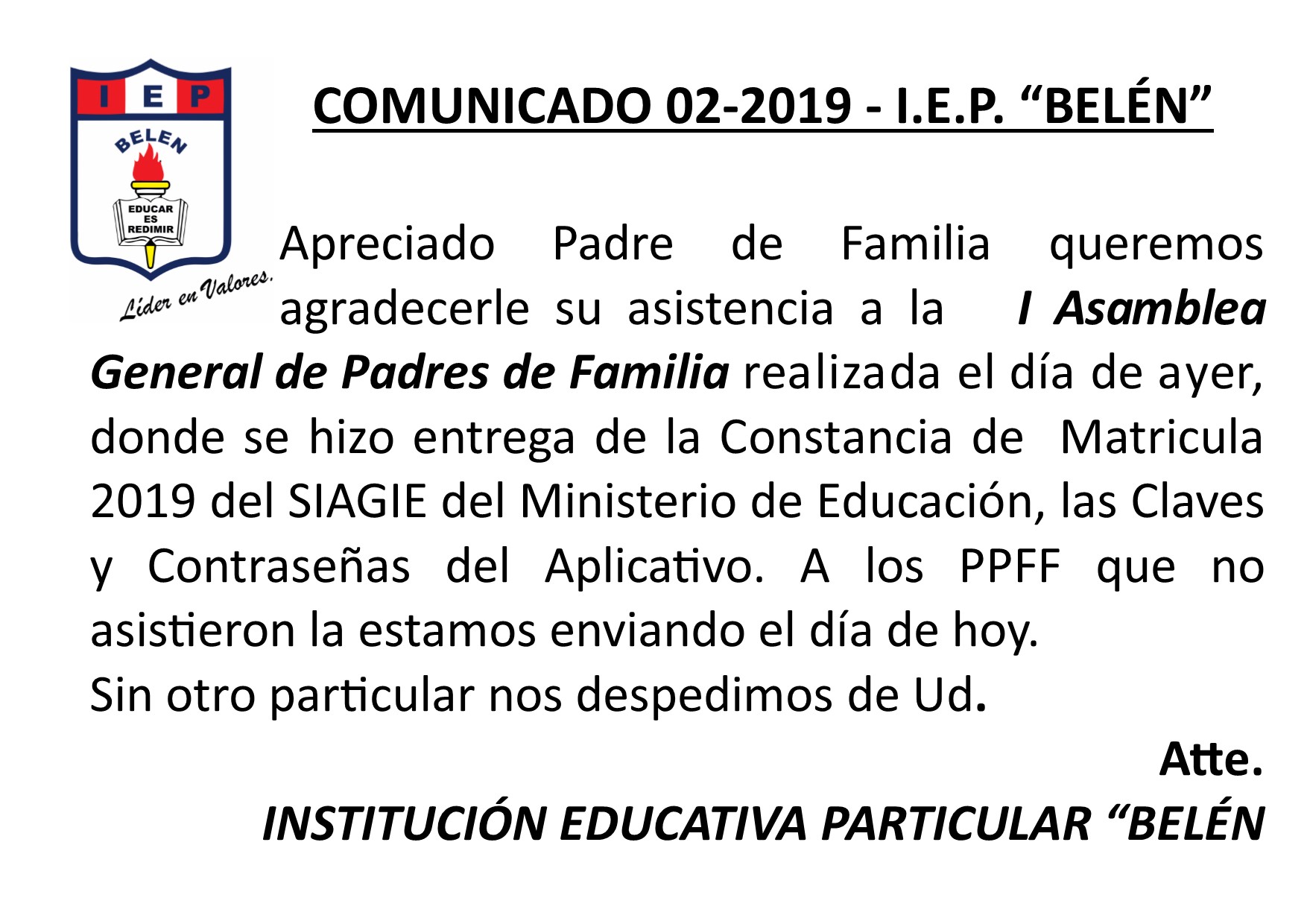 Comunicado Agenda 02-2019