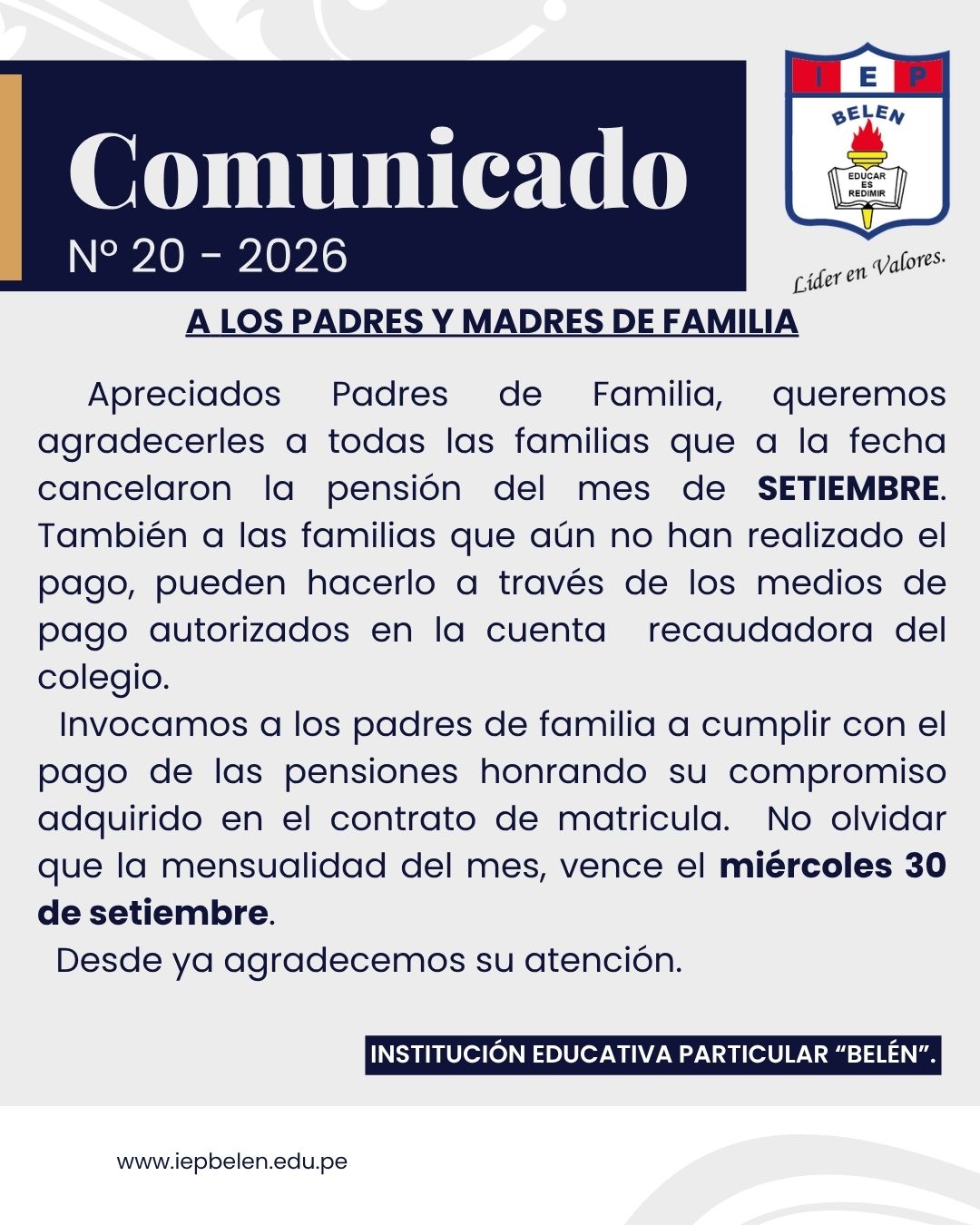 COMUNICADO GENERAL N°20-2026