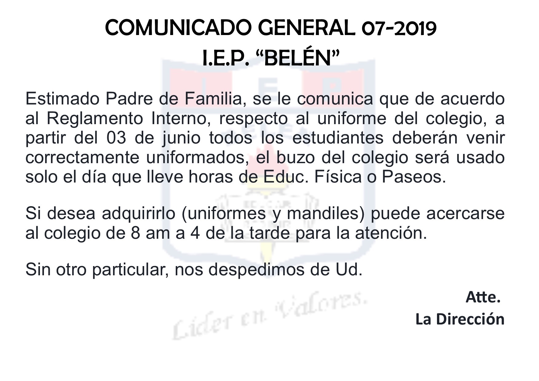Comunicado General 07-2019