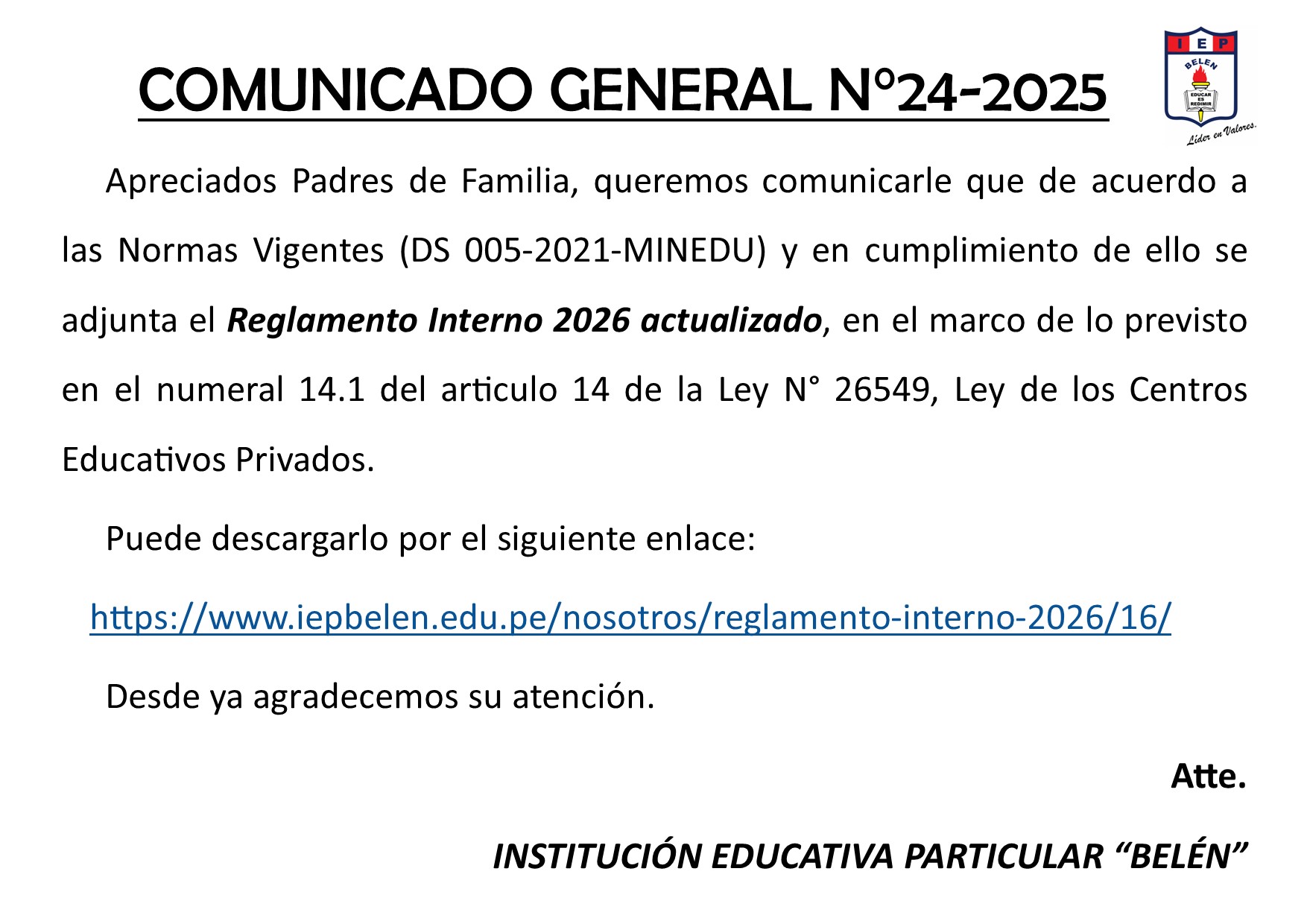 COMUNICADO GENERAL N°24-2025